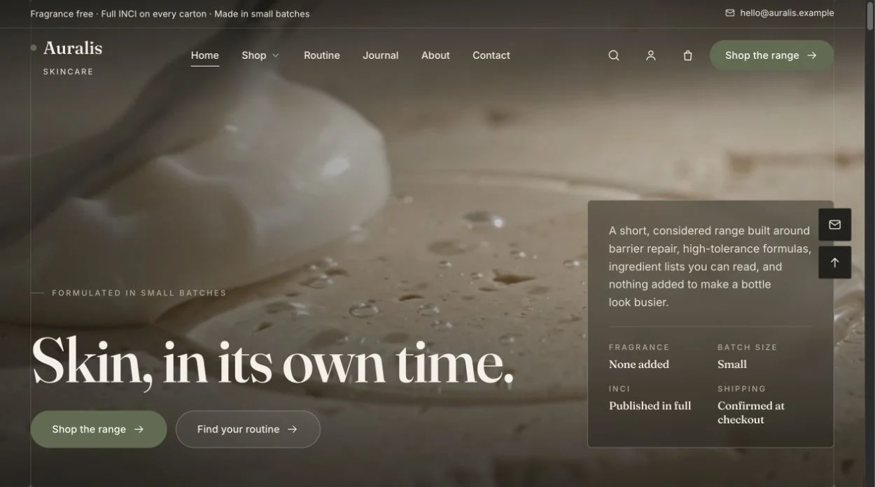 Auralis skincare website template
